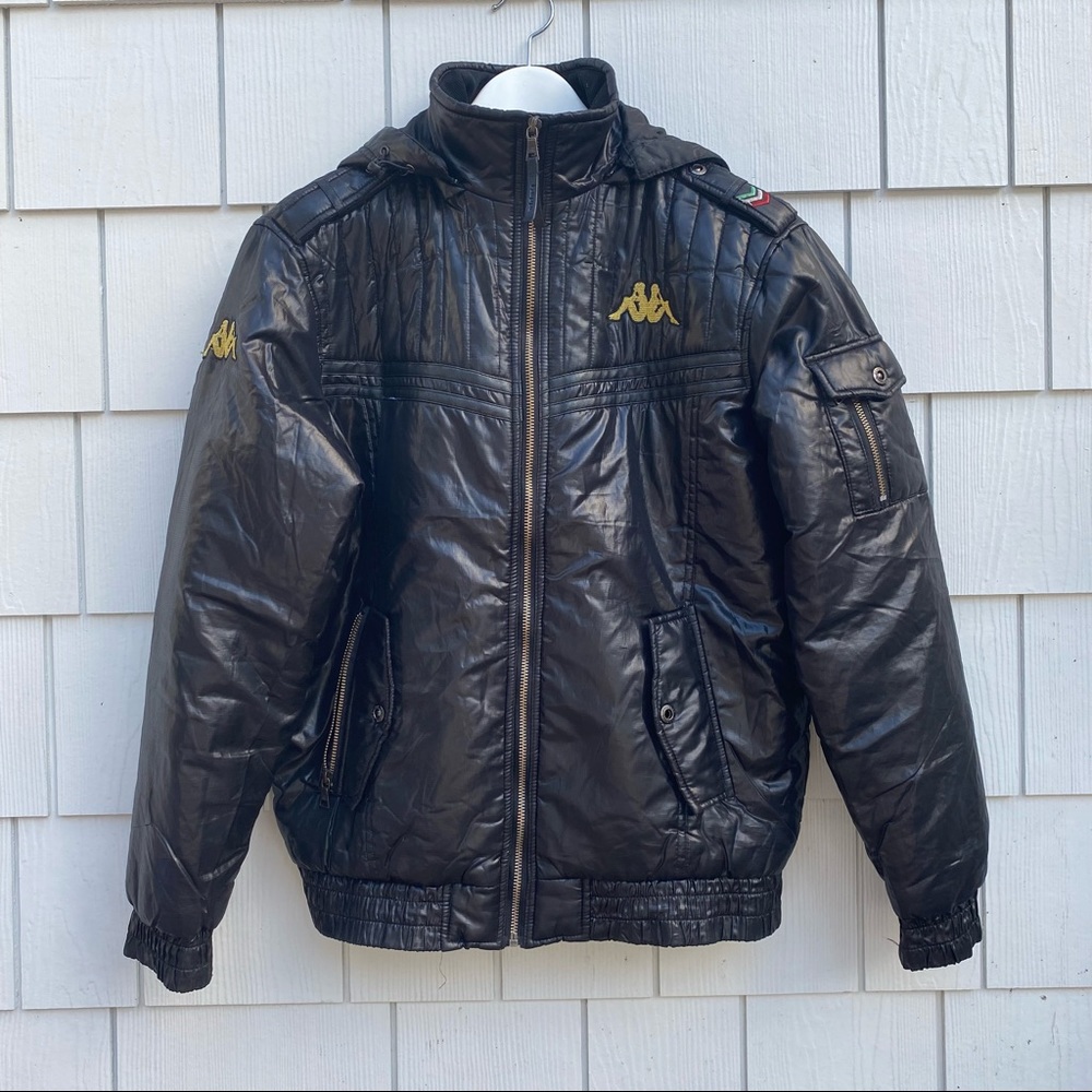 Vintage kappa bomber puffer jacket with detachable hood